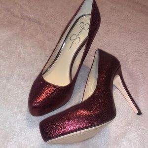 Sparkly Burgundy Heels Jessica Simpson